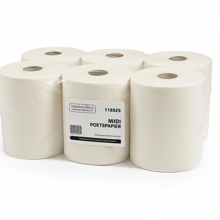 Midi poetspapier met koker recycled 6 rollen